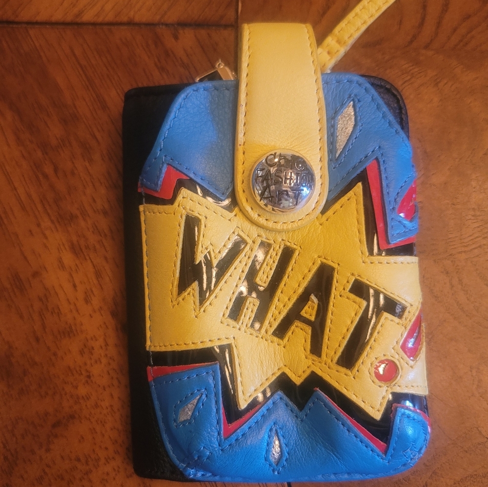 Brighton Genuine Leather "Whats" Red Blue Yellow Wallet/Phone Case